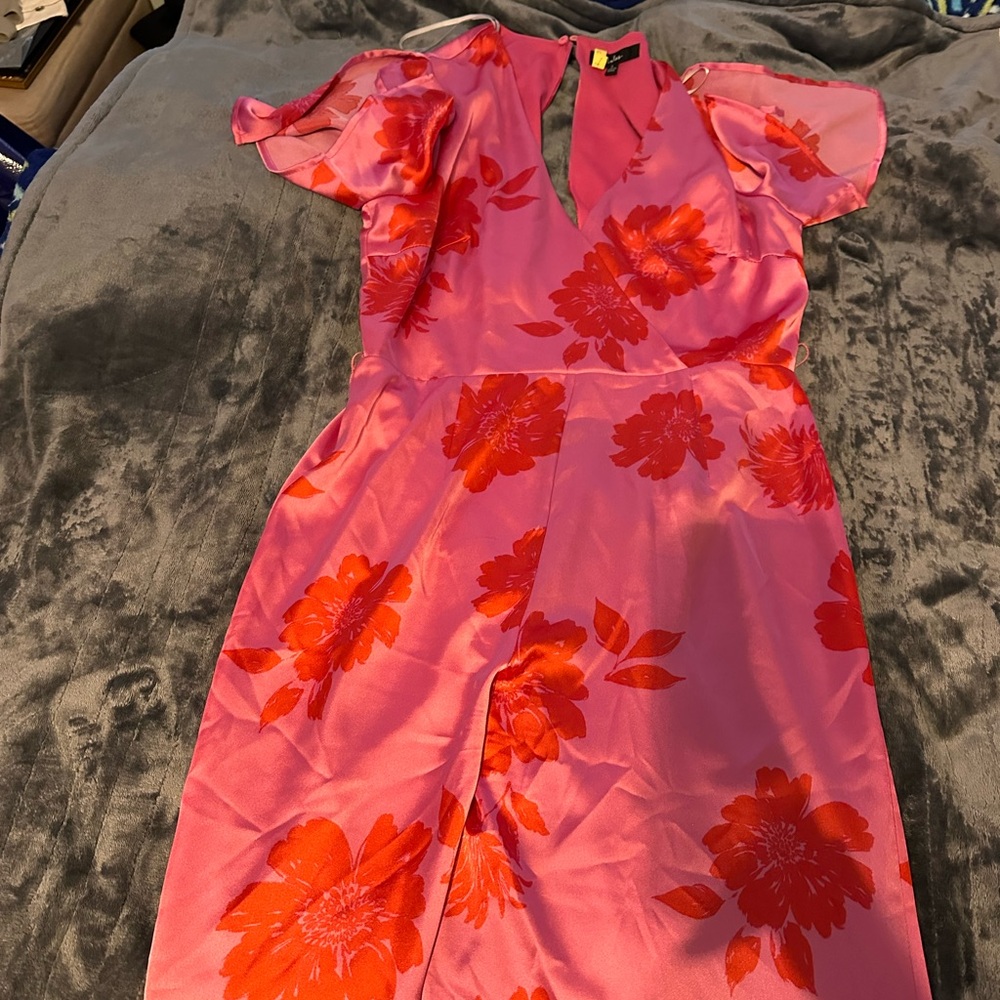 Floral Pink and Red Jumpsuit